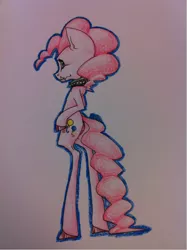 Size: 715x957 | Tagged: artist:ferrettea, bipedal, choker, derpibooru import, pinkie pie, safe, solo, traditional art