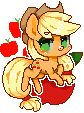 Size: 84x113 | Tagged: safe, artist:snow angel, derpibooru import, applejack, earth pony, pony, chibi, cute, female, jackabetes, mare, pixel art, simple background, solo, transparent background