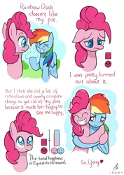 Size: 2480x3507 | Tagged: safe, artist:truffle shine, derpibooru import, pinkie pie, rainbow dash, ponified, earth pony, pegasus, pony, secrets and pies, bike cuck meme, comic, eyes closed, female, floppy ears, frown, happy, hug, mare, meme, owlturd, raised hoof, sad, smiling, stolen bike meme