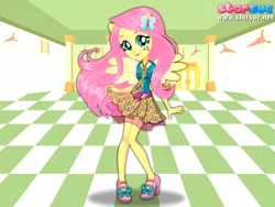 Size: 800x600 | Tagged: safe, artist:user15432, derpibooru import, fluttershy, human, equestria girls, friendship games, barrette, clothes, high heels, humanized, pegasus wings, ponied up, pony ears, school outfit, school spirit, school uniform, shoes, starsue, winged humanization, wings
