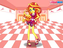 Size: 800x600 | Tagged: safe, artist:user15432, derpibooru import, sunset shimmer, human, equestria girls, friendship games, bracelet, clothes, dress, high heels, jewelry, ponied up, pony ears, school outfit, school spirit, school uniform, shoes, starsue, wondercolts