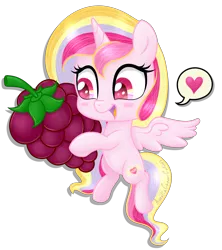 Size: 7713x8674 | Tagged: absurd resolution, alicorn, alicorn oc, artist:raspberrystudios, blushing, chibi, derpibooru import, food, heart, oc, oc:aurelia charm, pictogram, raspberry (food), safe, shading, simple background, spread wings, transparent background, unofficial characters only