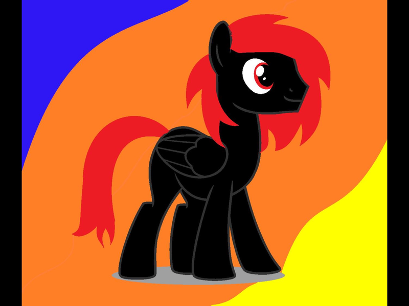 Size: 2048x1536 | Tagged: safe, anonymous artist, derpibooru import, oc, oc:miles scratch, unofficial characters only, pegasus, pony, colored background, happy, male, red and black oc, red eyes, red hair, tail, wings