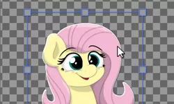 Size: 2500x1500 | Tagged: safe, artist:ljdamz1119, derpibooru import, fluttershy, pegasus, pony, alpha channel, bust, checkered background, cursor, looking at something, portrait, pun, selection, smiling, solo, visual pun