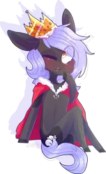 Size: 2431x3999 | Tagged: safe, artist:emily-826, derpibooru import, oc, oc:cloudy night, unofficial characters only, pegasus, pony, clothes, crown, female, high res, jewelry, mare, one eye closed, regalia, robe, simple background, solo, transparent background