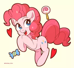 Size: 2973x2717 | Tagged: safe, artist:hosikawa, derpibooru import, pinkie pie, earth pony, pony, candy, cute, diapinkes, female, food, heart, hooves together, lollipop, mare, open mouth, pixiv, simple background, smiling, solo, starry eyes, white background, wingding eyes