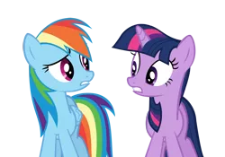 Size: 6174x4320 | Tagged: safe, artist:causenpc, derpibooru import, rainbow dash, twilight sparkle, pegasus, pony, unicorn, absurd resolution, duo, female, looking at each other, mare, simple background, transparent background, unicorn twilight, vector