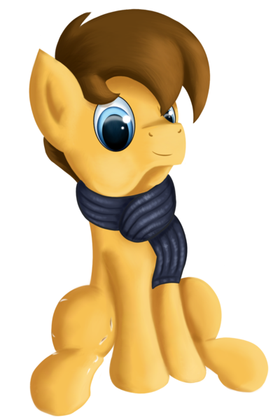 Size: 1341x2061 | Tagged: safe, artist:qbellas, derpibooru import, oc, unofficial characters only, earth pony, pony, 2018 community collab, derpibooru community collaboration, clothes, scarf, simple background, sitting, solo, transparent background