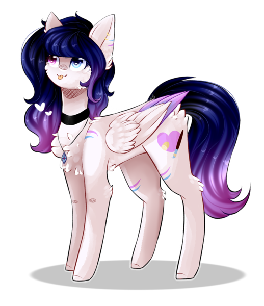 Size: 822x952 | Tagged: safe, artist:twinkepaint, derpibooru import, oc, oc:heart light, unofficial characters only, pegasus, pony, female, heterochromia, mare, simple background, solo, tongue out, transparent background