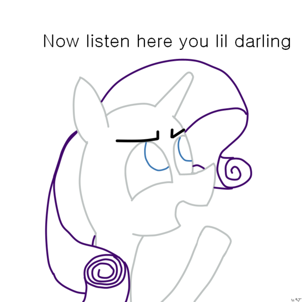 Size: 800x800 | Tagged: safe, artist:jetronic, derpibooru import, rarity, pony, unicorn, angry, darling, dialogue, female, image, listen here, mare, meme, open mouth, png, simple background, solo, white background