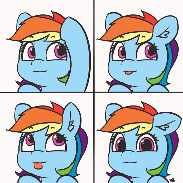 Size: 1500x1500 | Tagged: safe, artist:pabbley, derpibooru import, rainbow dash, pegasus, pony, 30 minute art challenge, :3, :p, cute, dashabetes, ear fluff, female, floppy ears, looking at you, looking up, loss (meme), loss edit, mare, meme, silly, silly pony, simple background, smiling, solo, tongue out, white background