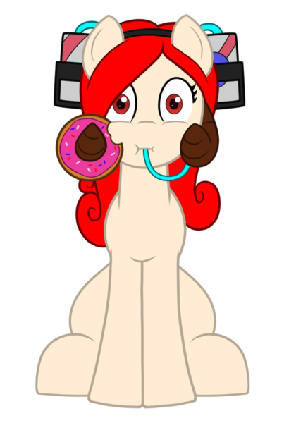 Size: 897x1281 | Tagged: safe, artist:endrome, derpibooru import, oc, oc:dizzy mixup, unofficial characters only, earth pony, pony, 2018 community collab, derpibooru community collaboration, donut, food, hat, simple background, transparent background