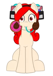 Size: 897x1281 | Tagged: safe, artist:endrome, derpibooru import, oc, oc:dizzy mixup, unofficial characters only, earth pony, pony, 2018 community collab, derpibooru community collaboration, donut, food, hat, simple background, transparent background