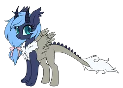 Size: 5300x3811 | Tagged: safe, artist:hawthornss, derpibooru import, oc, oc:polar axis, oc:princess polar axis, unofficial characters only, draconequus, dracony, hybrid, chest fluff, ear fluff, horns, interspecies offspring, looking at you, next generation, offspring, parent:discord, parent:princess luna, parents:lunacord, paws, simple background, solo, transparent background