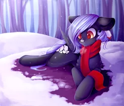 Size: 3500x3000 | Tagged: safe, artist:magicalbrownie, derpibooru import, oc, oc:cloudy night, unofficial characters only, pegasus, pony, clothes, female, high res, mare, prone, scarf, snow, solo