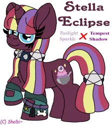 Size: 901x1000 | Tagged: artist:shelbi-cat, derpibooru import, magical lesbian spawn, my little pony: the movie, oc, oc:stella eclipse, offspring, parents:tempestlight, parent:tempest shadow, parent:twilight sparkle, safe, solo, unofficial characters only