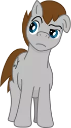 Size: 609x1084 | Tagged: safe, artist:malte279, derpibooru import, oc, oc:graystan, unofficial characters only, earth pony, pony, tails of equestria, floppy ears, free to use, frown, looking back, male, pen and paper rpg, raised eyebrow, simple background, solo, stallion, transparent background, vector