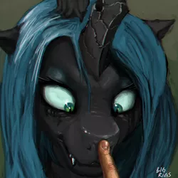 Size: 1000x1000 | Tagged: alternate version, artist:bigrigs, boop, boop edit, changeling, changeling queen, chromatic aberration, derpibooru import, female, finger, human, offscreen character, pov, queen chrysalis, safe, seizure warning in comments, source needed, this will end in pain and/or death