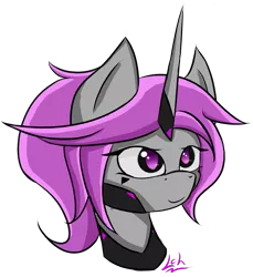 Size: 1317x1440 | Tagged: safe, artist:lacunah, derpibooru import, oc, oc:midnight solace, unofficial characters only, pony, bust, cute, portrait, simple background, smiling, solo, transparent background