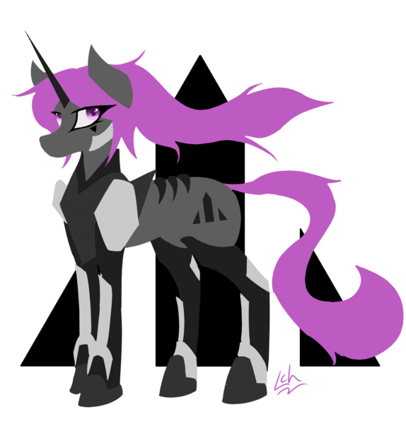 Size: 2313x2417 | Tagged: safe, artist:lacunah, derpibooru import, oc, oc:midnight solace, unofficial characters only, pony, unicorn, female, hooves, horn, lineless, logo, mare, minimalist, modern art, simple background, solo, transparent background