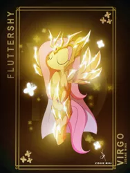 Size: 3161x4200 | Tagged: safe, artist:zidanemina, derpibooru import, fluttershy, pegasus, pony, absurd resolution, armor, crossover, eyes closed, female, gold cloth, gold saint, helmet, mare, saint seiya, smiling, solo, virgo, zodiac