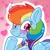 Size: 500x500 | Tagged: safe, artist:jearic, derpibooru import, rainbow dash, inflatable pony, pegasus, pony, blushing, cute, element of generosity, female, folded wings, heart, image, inflatable, looking at you, mare, png, raised leg, rubber, seams, smiling, solo, wings