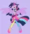 Size: 1100x1250 | Tagged: safe, artist:xenon, derpibooru import, twilight sparkle, twilight sparkle (alicorn), equestria girls, rainbow rocks, clothes, dress, eared humanization, eyes closed, female, image, microphone, open mouth, png, ponied up, purple background, raven (teen titans), shoes, simple background, smiling, solo, spread wings, tailed humanization, teen titans go, winged humanization, wings