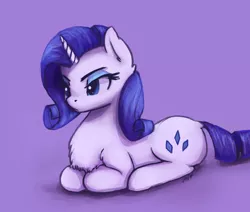 Size: 1600x1358 | Tagged: safe, artist:penny-wren, derpibooru import, rarity, pony, unicorn, behaving like a cat, chest fluff, cute, female, mare, ponyloaf, purple background, raribetes, raricat, simple background, solo