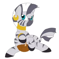 Size: 600x601 | Tagged: artist:emilou1985, derpibooru import, mortar and pestle, safe, simple background, sitting, solo, white background, zebra, zecora