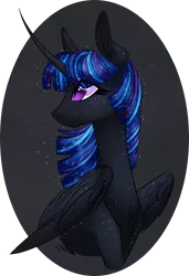 Size: 1095x1600 | Tagged: safe, artist:australian-senior, derpibooru import, twilight sparkle, twilight sparkle (alicorn), oc, oc:luminia invictus, alicorn, pony, kirindos, alternate design, alternate universe, curved horn, gray background, redesign, simple background, solo, transparent background