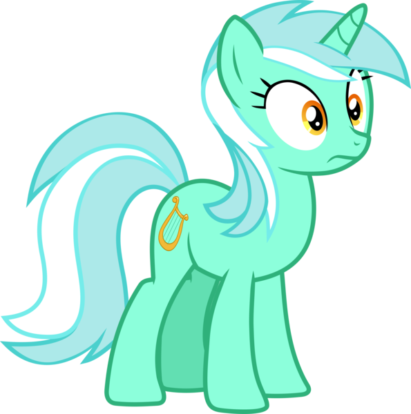 Size: 2338x2358 | Tagged: safe, artist:frownfactory, derpibooru import, lyra heartstrings, unicorn, rock solid friendship, .svg available, female, horn, mare, simple background, solo, svg, transparent background, two toned mane, two toned tail, vector, worried