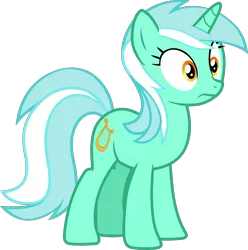 Size: 2338x2358 | Tagged: safe, artist:frownfactory, derpibooru import, lyra heartstrings, unicorn, rock solid friendship, .svg available, female, horn, mare, simple background, solo, svg, transparent background, two toned mane, two toned tail, vector, worried