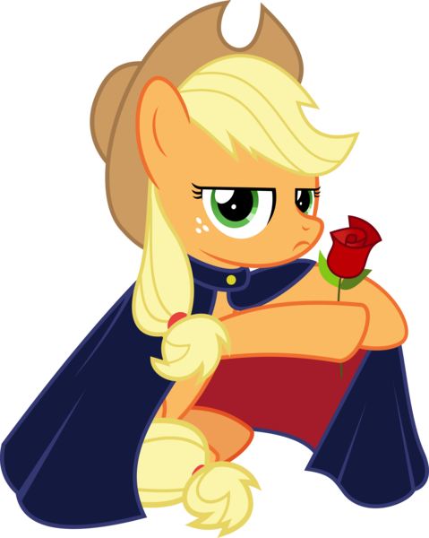 Size: 6944x8693 | Tagged: safe, artist:jhayarr23, derpibooru import, applejack, ponified, pony, a queen of clubs, equestria girls, equestria girls series, absurd resolution, applejack is not amused, equestria girls ponified, flower, rose, sailor moon, simple background, transparent background, tuxedo jack, tuxedo mask, unamused, vector