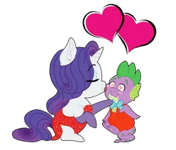 Size: 1293x1101 | Tagged: safe, artist:miyathegoldenflower, derpibooru import, rarity, spike, dragon, pony, unicorn, female, jessica rabbit, kiss on the cheek, kissing, lipstick, male, roger rabbit, shipping, size difference, sparity, straight, who framed roger rabbit