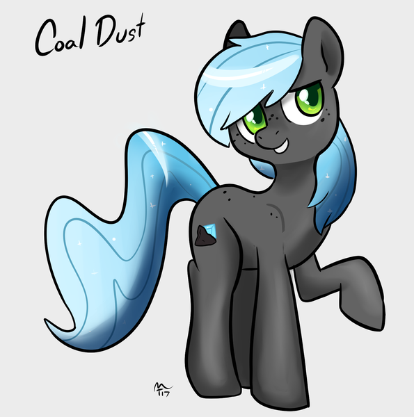 Size: 1612x1626 | Tagged: safe, artist:mt, derpibooru import, oc, oc:coal dust, unofficial characters only, earth pony, pony, one hoof raised, raised hoof, simple background, solo, white background