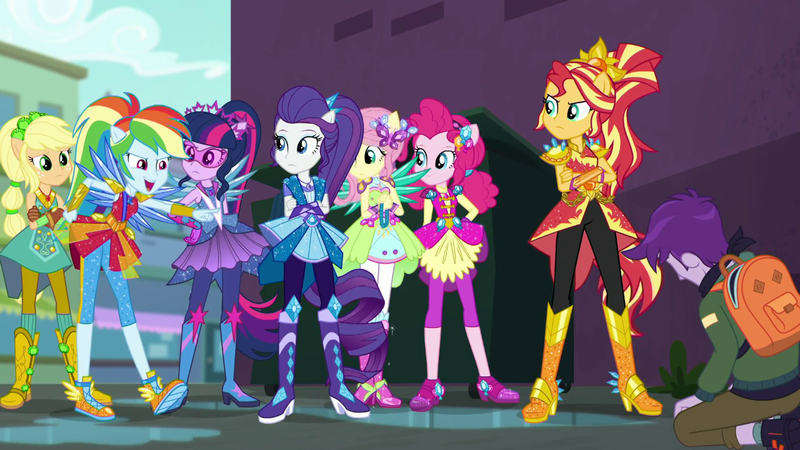 Size: 1280x720 | Tagged: safe, derpibooru import, screencap, applejack, fluttershy, jewelry thief (character), pinkie pie, rainbow dash, rarity, sci-twi, sunset shimmer, twilight sparkle, equestria girls, equestria girls series, super squad goals, canterlot city, clothes, crystal guardian, freckles, gloating, pants, pantyhose, ponied up, superhero, thief, visor