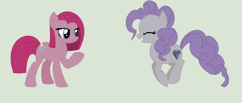 Size: 1088x466 | Tagged: safe, artist:rachelclaraart, derpibooru import, pinkie pie, pony, base used, maudalina daisy pie, maudie pie, personality swap, pinkamena diane pie, simple background, wrong cutie mark