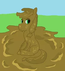 Size: 1000x1088 | Tagged: 1000 hours in ms paint, applejack, artist:amateur-draw, derpibooru import, downvote bait, ms paint, mud, muddy, safe, solo, wet and messy