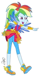 Size: 1055x2048 | Tagged: safe, artist:ilaria122, derpibooru import, rainbow dash, equestria girls, equestria girls series, super squad goals, alternate hairstyle, clothes, crystal guardian, crystal wings, female, not a vector, open mouth, pointing, ponied up, solo