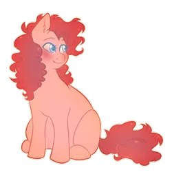 Size: 1024x1024 | Tagged: safe, artist:snowolive, derpibooru import, pinkie pie, earth pony, pony, blushing, head turn, looking away, simple background, sitting, smiling, solo, transparent background