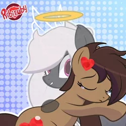 Size: 2000x2000 | Tagged: safe, artist:ribiruby, derpibooru import, oc, oc:midnight ruby, oc:ruby, oc:ruby big heart, unofficial characters only, bat pony, angel, bat pony oc, crying, feels, halo, heart, hug, memorial, rest in peace