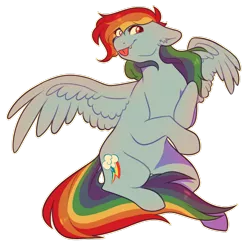 Size: 1024x1024 | Tagged: safe, artist:snowolive, derpibooru import, rainbow dash, pegasus, pony, ear fluff, female, mare, simple background, smiling, solo, spread wings, tongue out, transparent background, wings