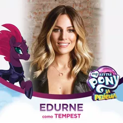 Size: 1200x1200 | Tagged: derpibooru import, edurne, human, irl, irl human, mlp movie cast icons, my little pony logo, my little pony: the movie, photo, pretty pretty tempest, safe, solo, spain, spanish, tempest shadow, voice actor, with their characters