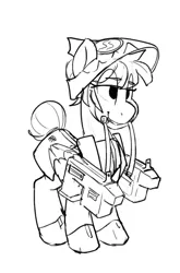 Size: 746x1127 | Tagged: safe, artist:tallaferroxiv, deleted from derpibooru, derpibooru import, oc, unofficial characters only, pegasus, pony, gun, ruby streak au, solo, weapon