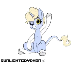 Size: 6000x5000 | Tagged: safe, artist:sunlightgryphon, derpibooru import, oc, oc:nootaz, unofficial characters only, classical unicorn, unicorn, absurd resolution, armpits, cloven hooves, leonine tail, one eye closed, simple background, transparent background, unshorn fetlocks, waving, wink