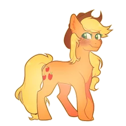 Size: 1024x1024 | Tagged: safe, artist:snowolive, derpibooru import, applejack, pony, blushing, simple background, solo, transparent background