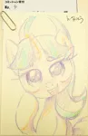 Size: 777x1200 | Tagged: safe, artist:k-nattoh, derpibooru import, starlight glimmer, pony, unicorn, blushing, looking at you, solo, sweat, traditional art