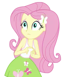 Size: 535x646 | Tagged: safe, artist:rare-fashions15, derpibooru import, fluttershy, equestria girls, clothes, female, scared, simple background, skirt, solo, tanktop, transparent background, vector