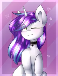 Size: 1111x1432 | Tagged: safe, artist:despotshy, derpibooru import, oc, unofficial characters only, pony, unicorn, art trade, choker, female, mare, one eye closed, solo, wink