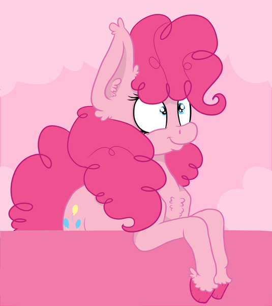 Size: 2838x3183 | Tagged: safe, artist:paskanaakka, derpibooru import, pinkie pie, earth pony, pony, abstract background, chest fluff, colored hooves, ear fluff, female, leaning, mare, smiling, solo, unshorn fetlocks